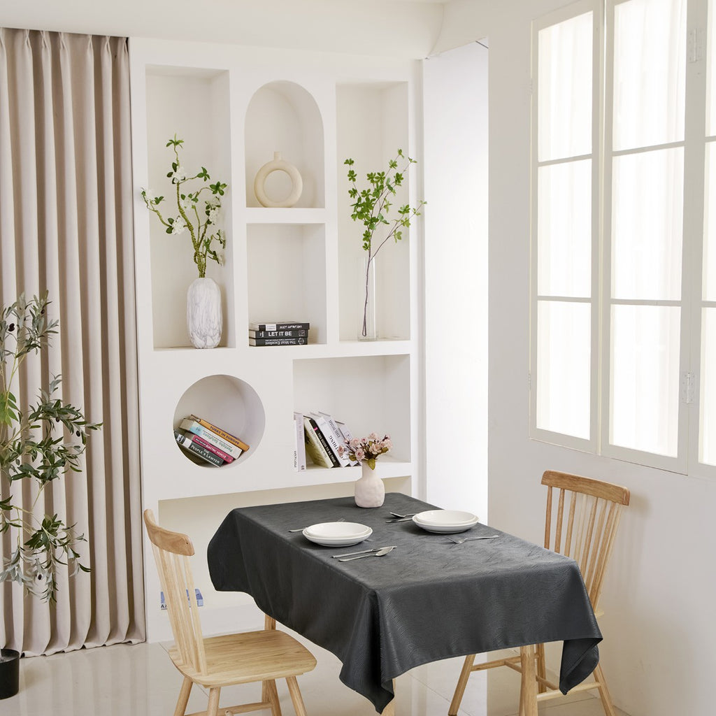 Rippling Wave Jacquard Tablecloth – Charcoal (Rectangle)