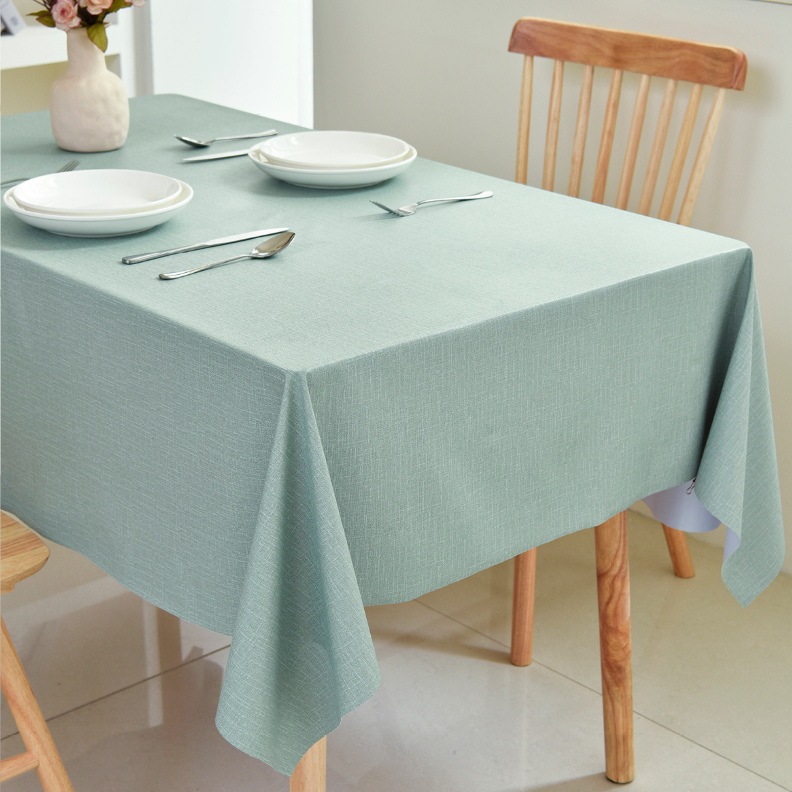 PVC Solid Color Tablecloth-Sage Green