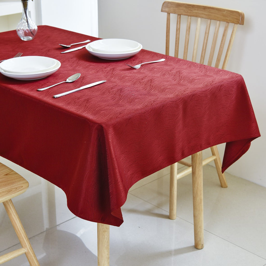 Rippling Wave Jacquard Tablecloth – Burgundy (Rectangle)