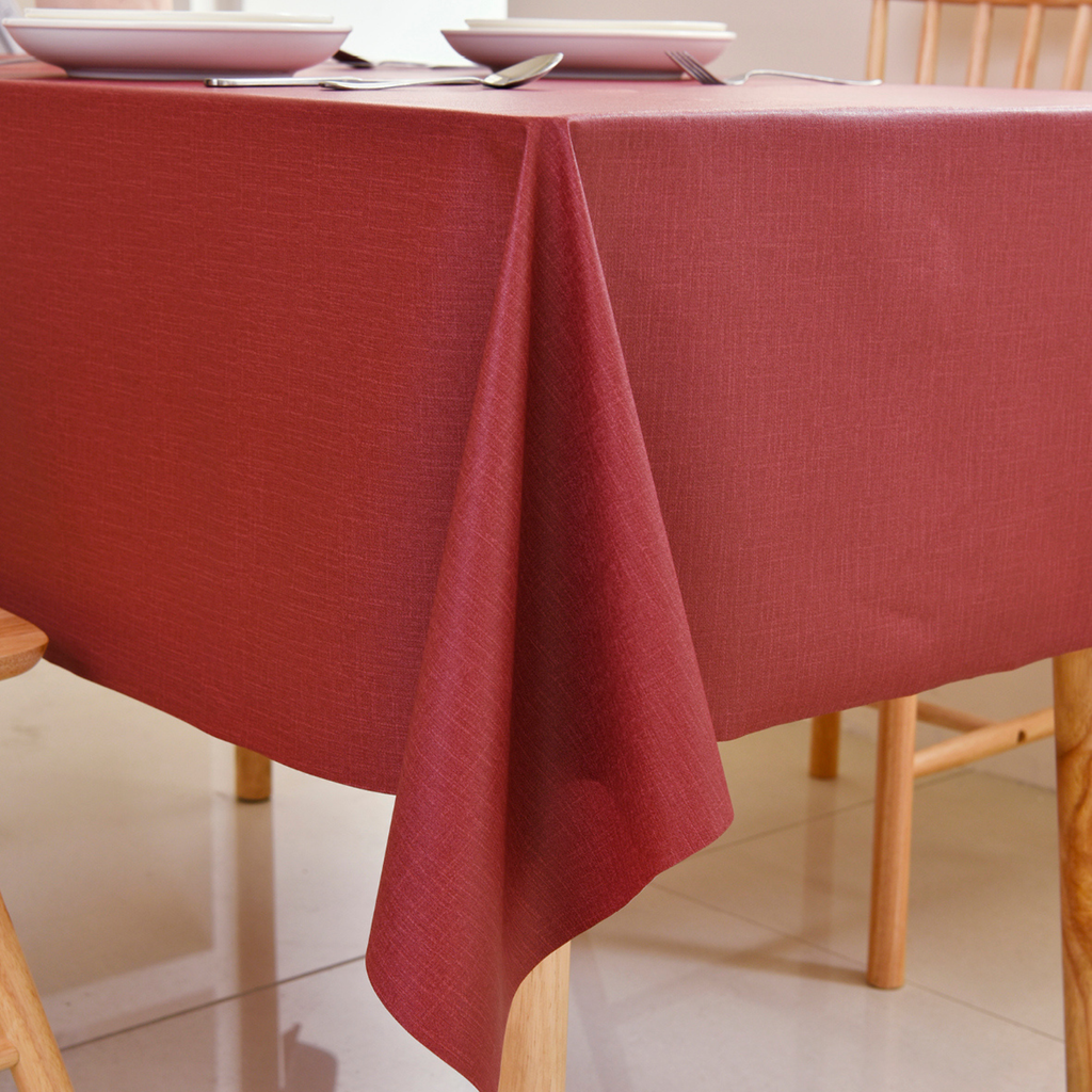 PVC Solid Color Tablecloth-Burgundy