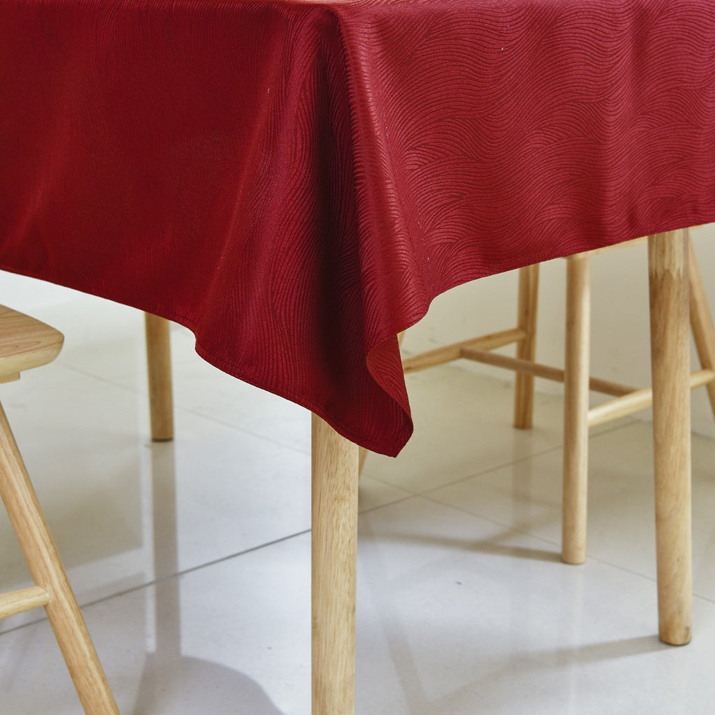 Rippling Wave Jacquard Tablecloth – Burgundy (Rectangle)