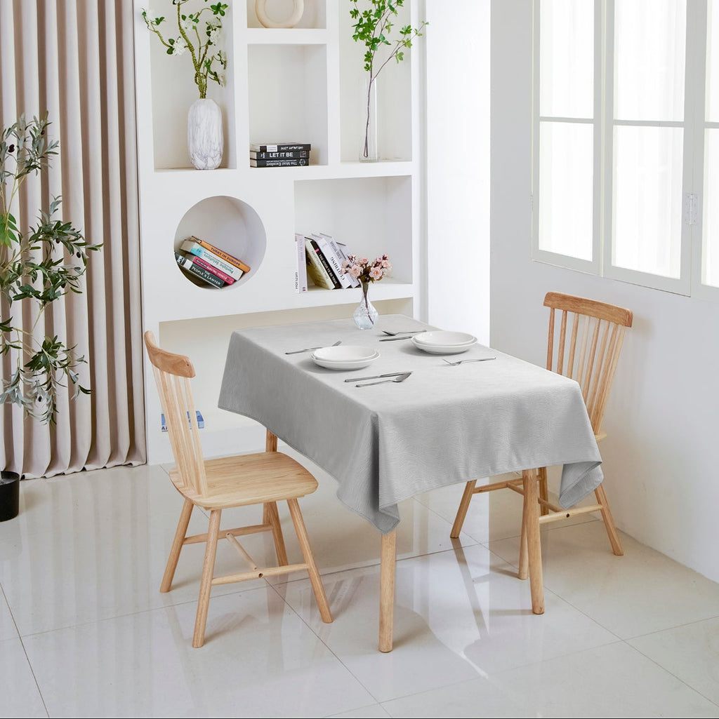 Ripple Texture Polyester Tablecloth-Rectangle-Grey