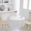 Classic Floral Jacquard Tablecloth – White (Round)