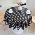 Waterproof Polka Dot Tablecloth-Round-Black