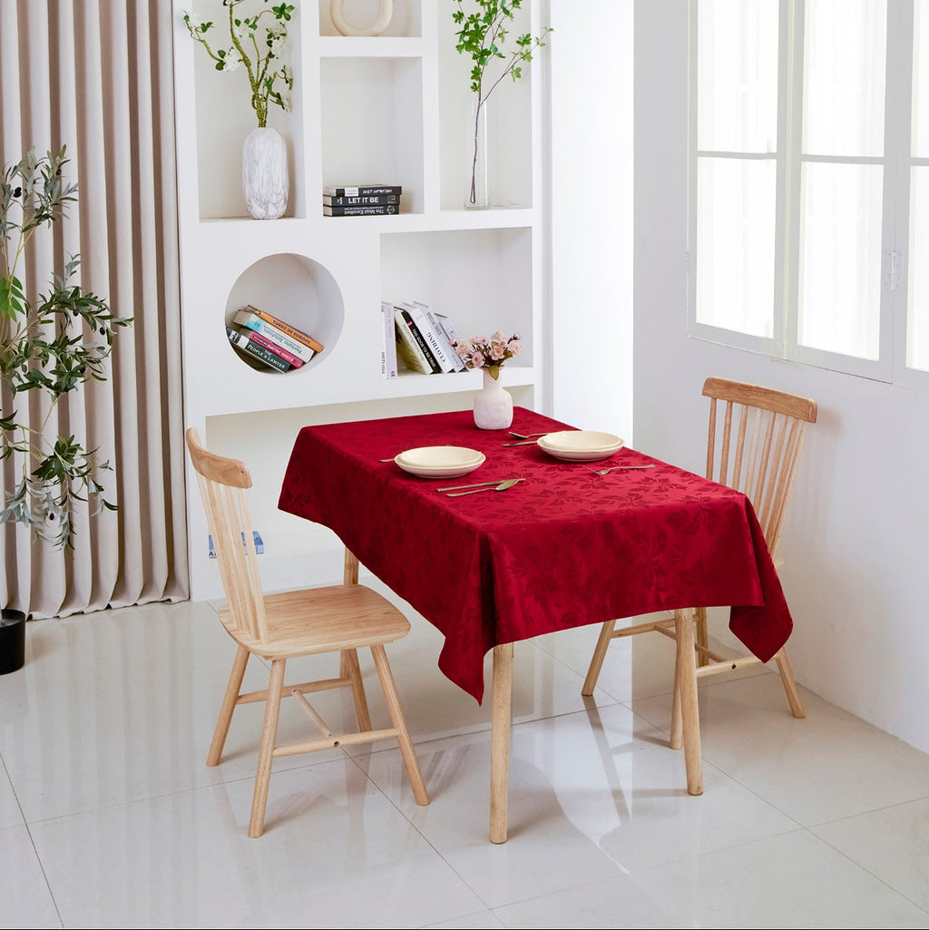 Floral Polyester Tablecloth- Rectangle-Red