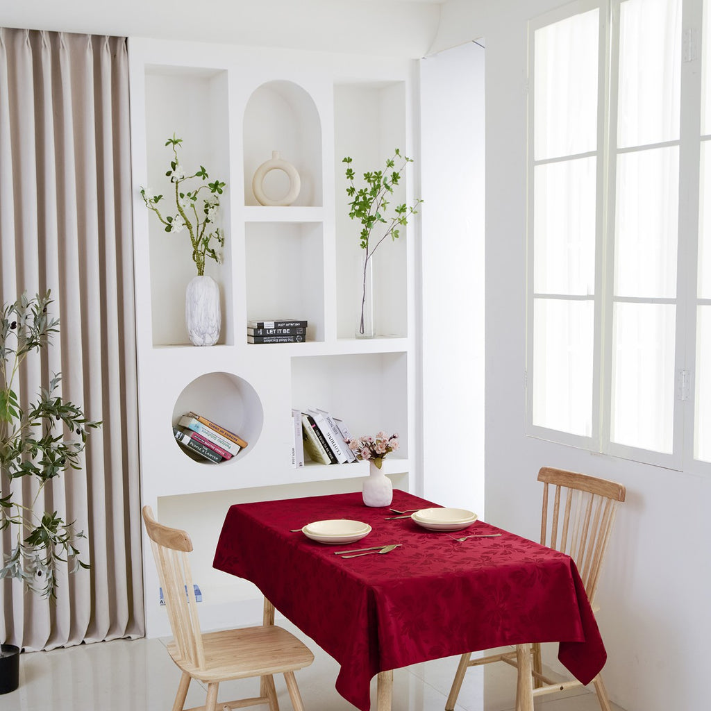 Classic Floral Jacquard Tablecloth – Red (Rectangle)