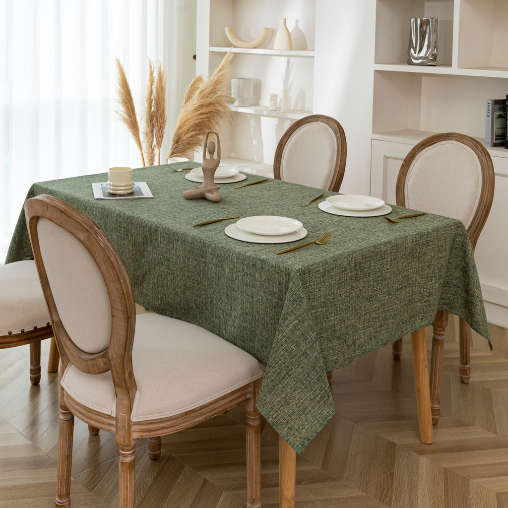 Textured Faux Linen Tablecloth