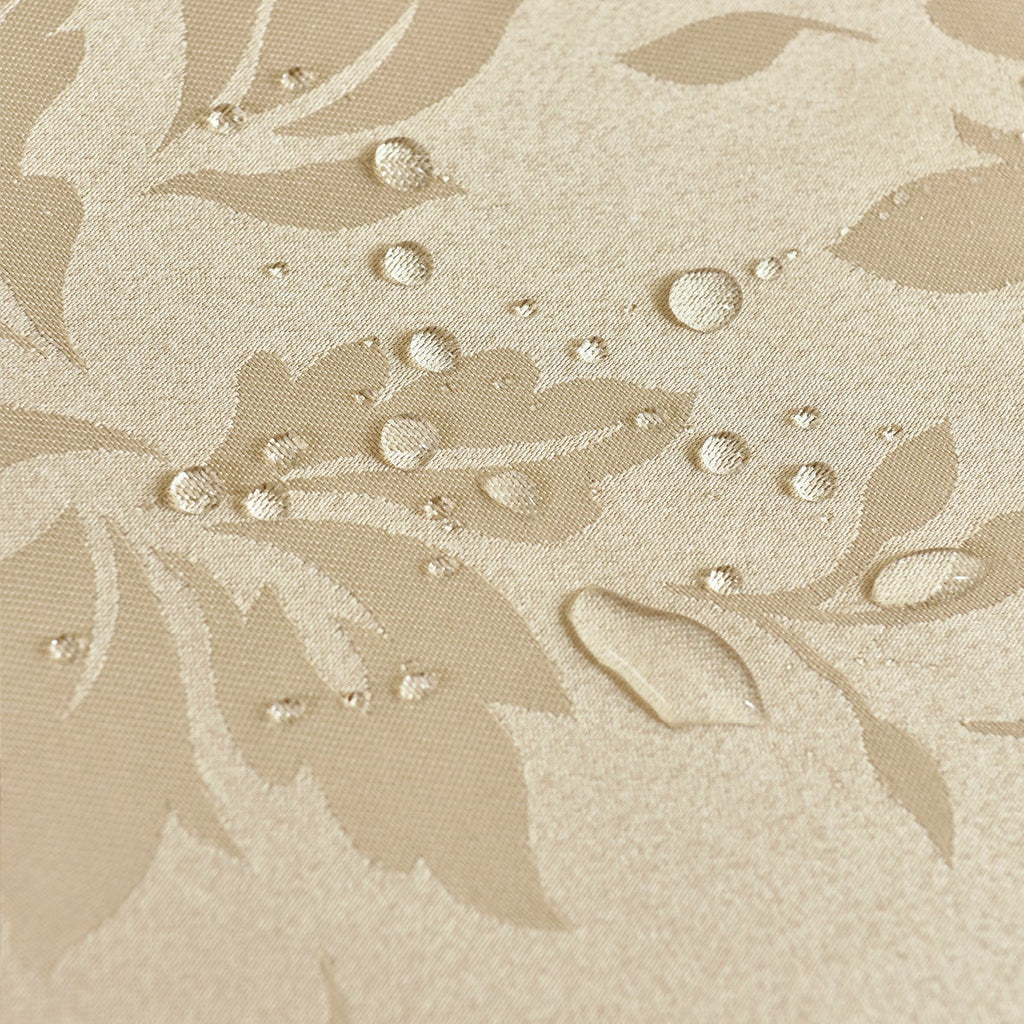 Floral Polyester Tablecloth-Round-Champagne