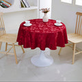 Floral Polyester Tablecloth-Round-Red