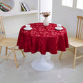 Floral Polyester Tablecloth-Round-Burgundy