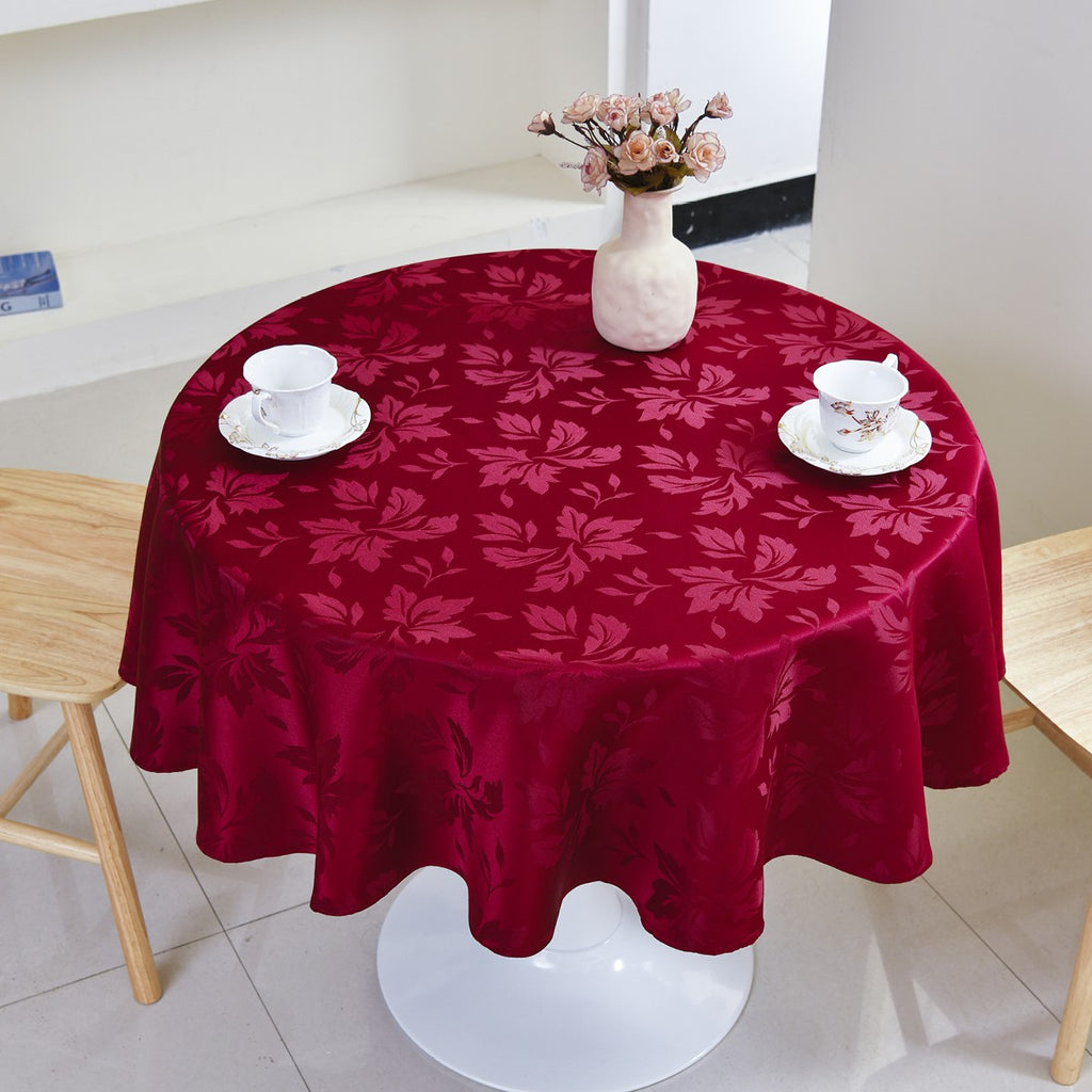 Classic Floral Jacquard Tablecloth – Red (Round)