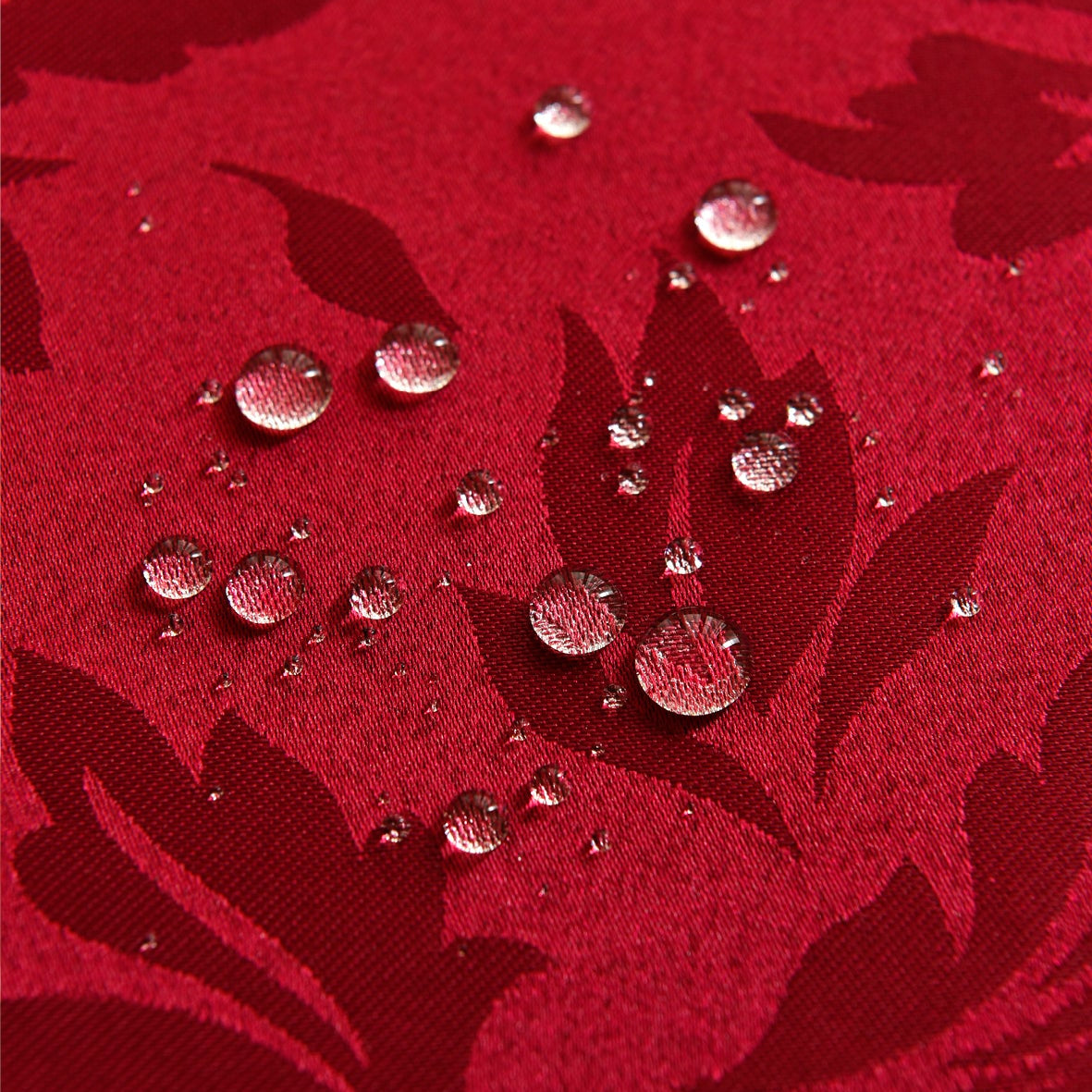 Floral Polyester Tablecloth-Round-Red