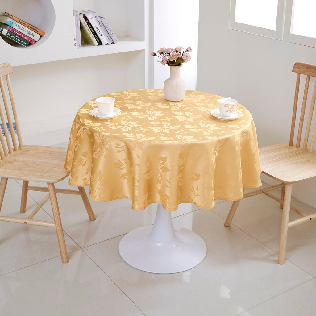 Floral Polyester Tablecloth-Round-Yellow