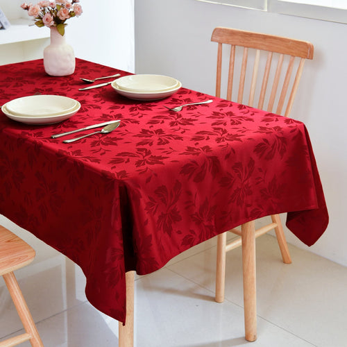 Floral Polyester Tablecloth- Rectangle-Red