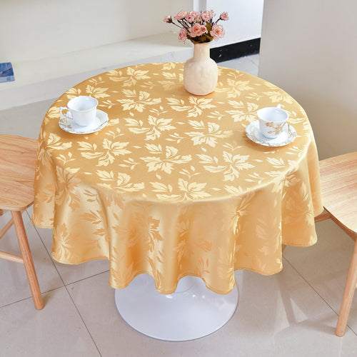 Floral Polyester Tablecloth-Round-Yellow