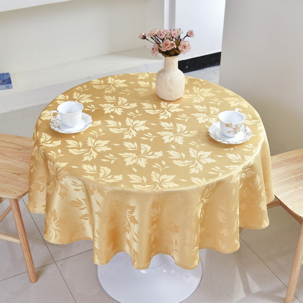 Classic Floral Jacquard Tablecloth – Mustard Yellow (Round)