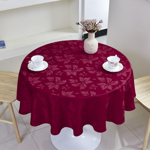 Classic Floral Jacquard Tablecloth – Burgundy (Round)