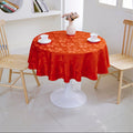 Floral Polyester Tablecloth-Round-Orange