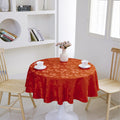 Classic Floral Jacquard Tablecloth – Coral Red (Round)