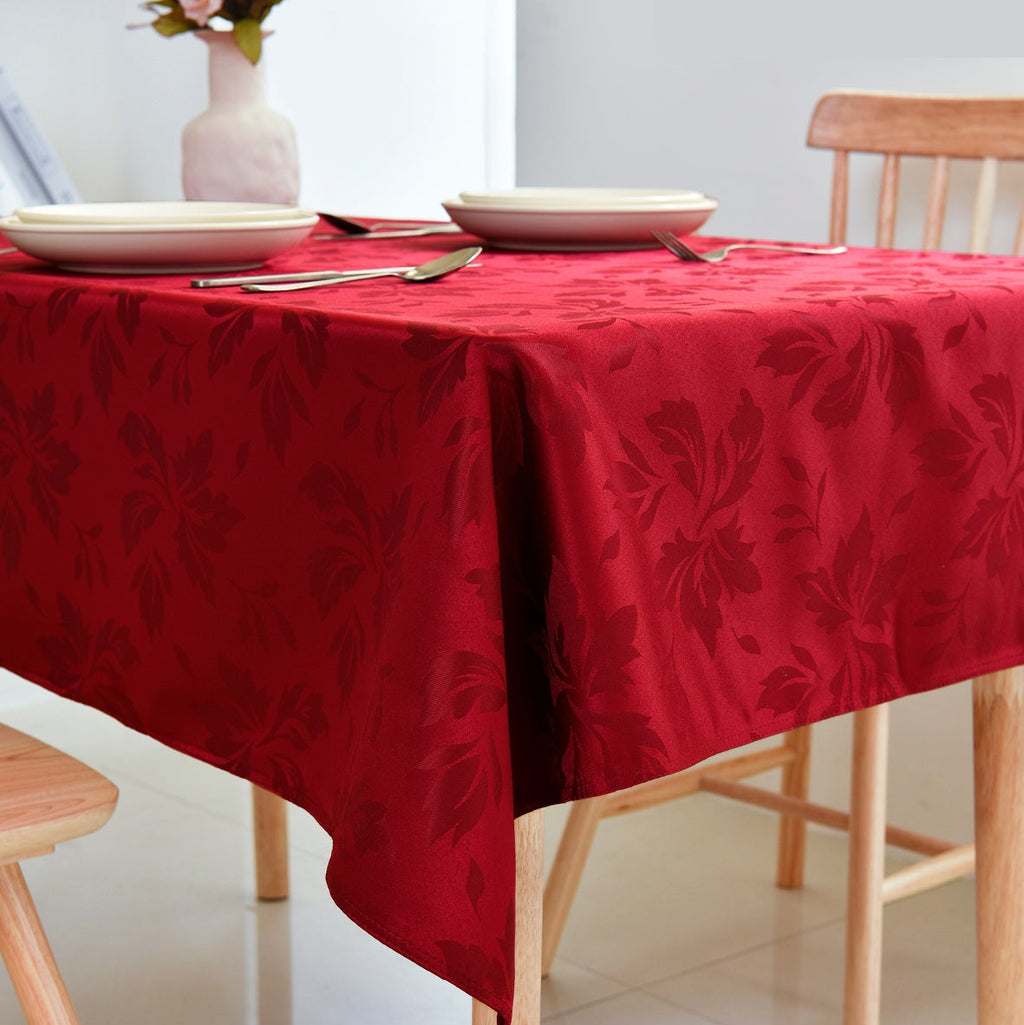 Floral Polyester Tablecloth- Rectangle-Red