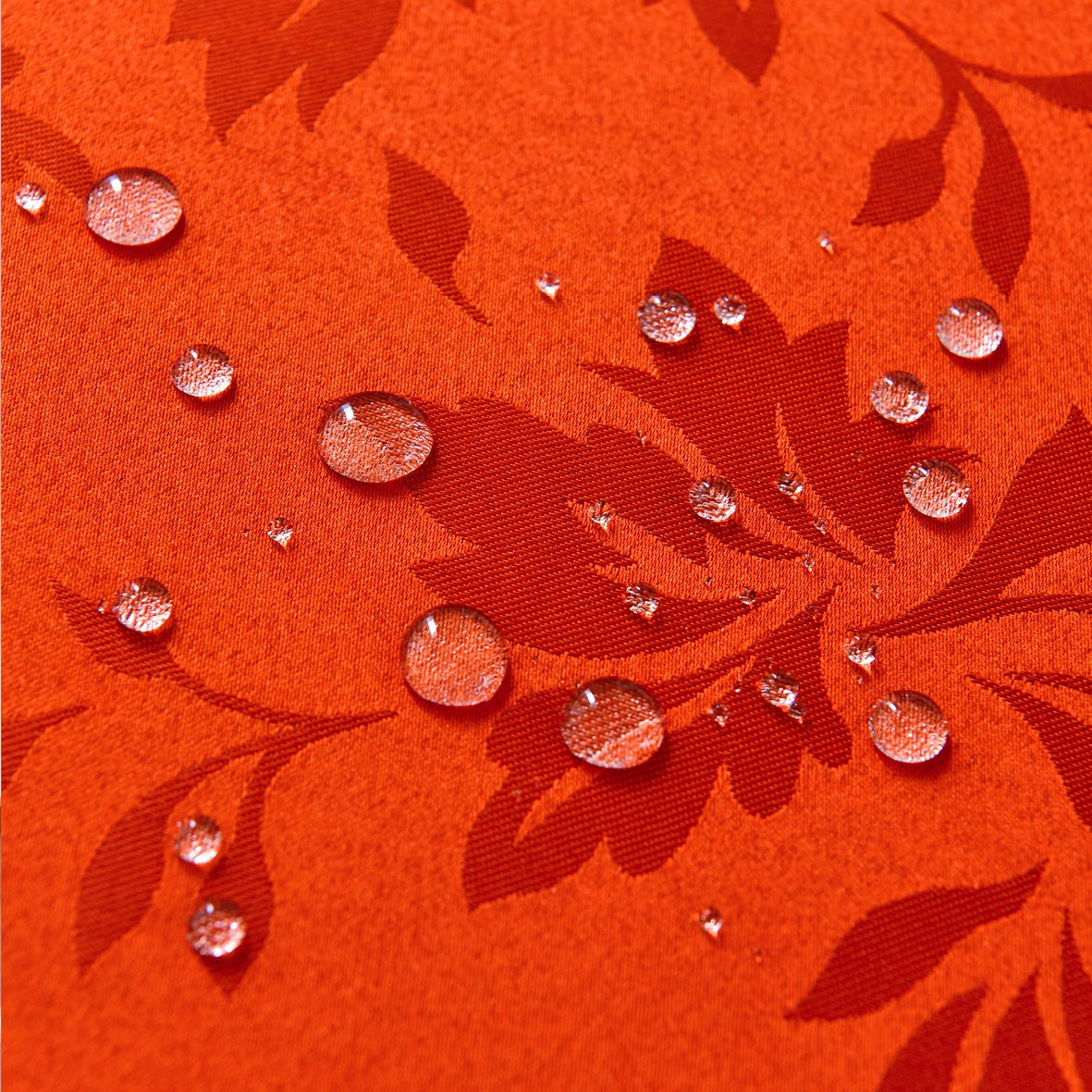 Floral Polyester Tablecloth-Round-Orange