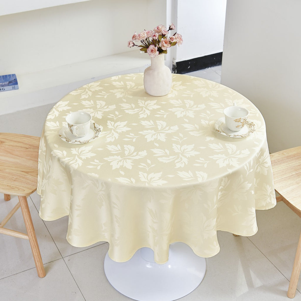 Classic Floral Jacquard Tablecloth – Ivory (Round)