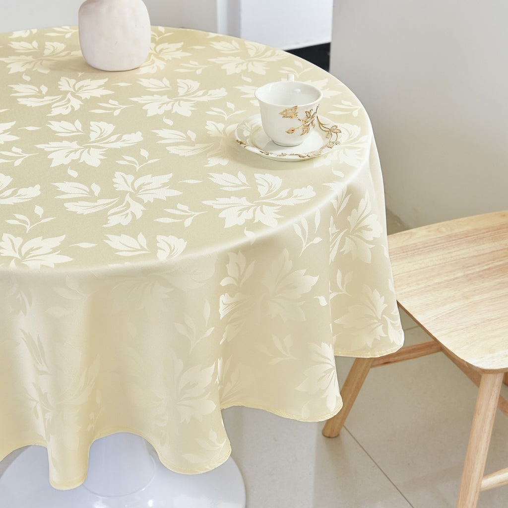 Classic Floral Jacquard Tablecloth – Ivory (Round)