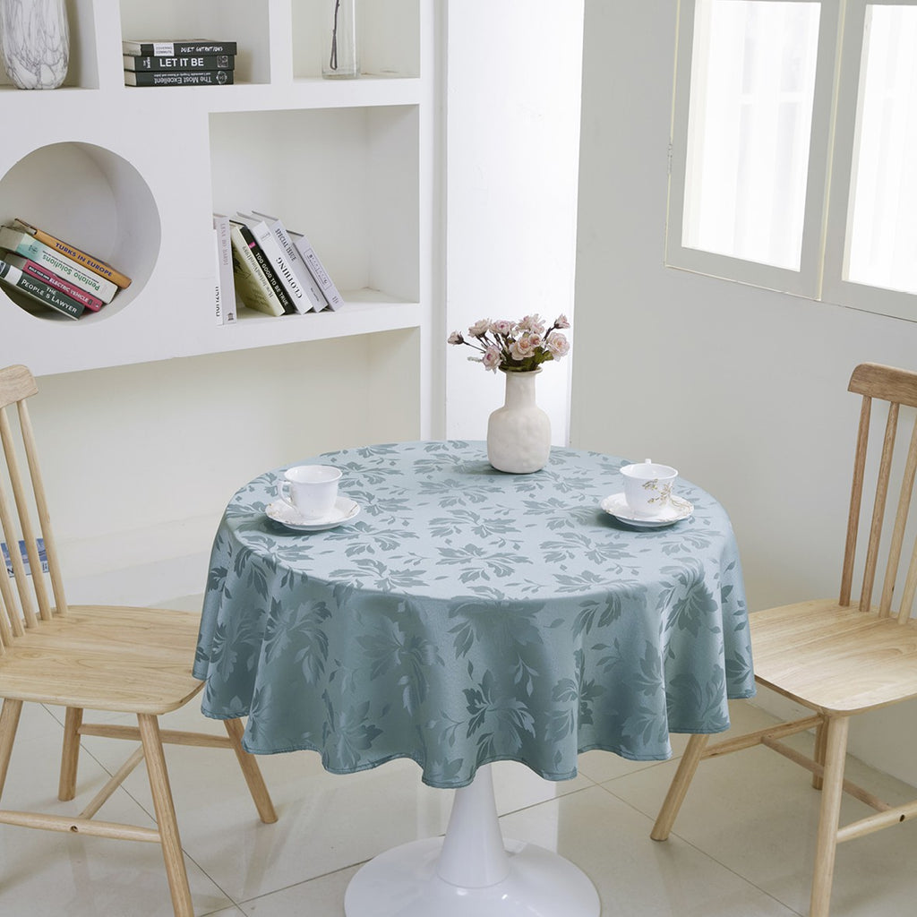 Classic Floral Jacquard Tablecloth – Sage Green (Round)