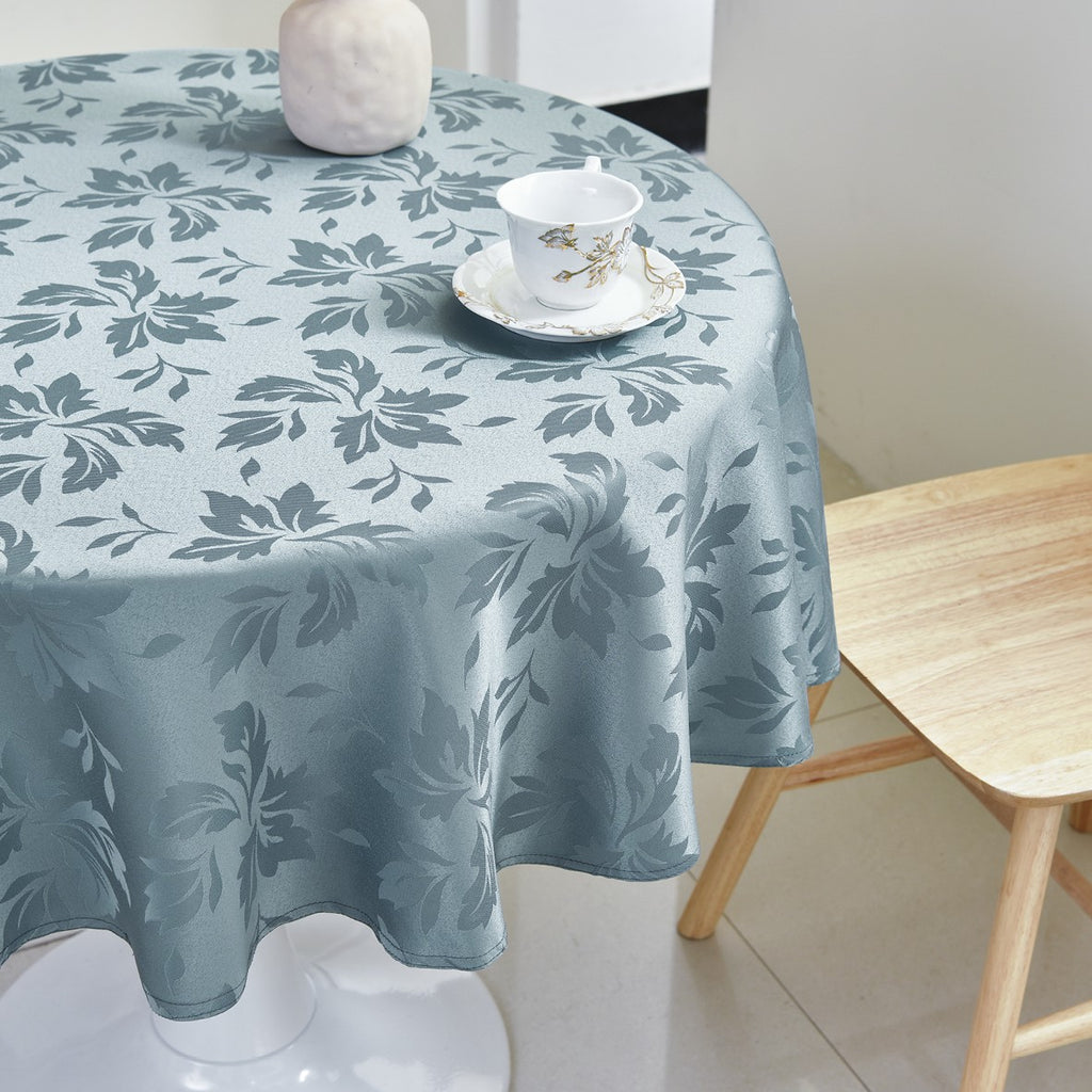 Classic Floral Jacquard Tablecloth – Sage Green (Round)
