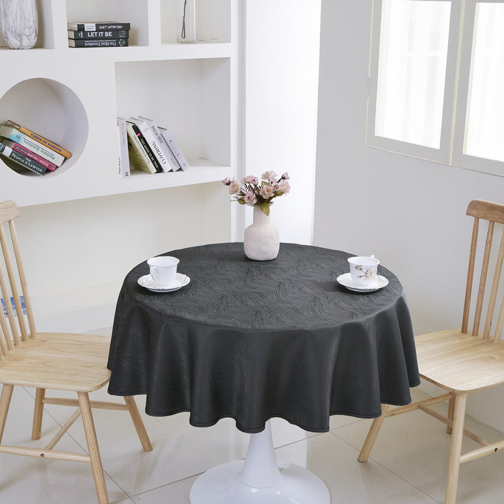 Rippling Wave Jacquard Tablecloth – Charcoal (Round)