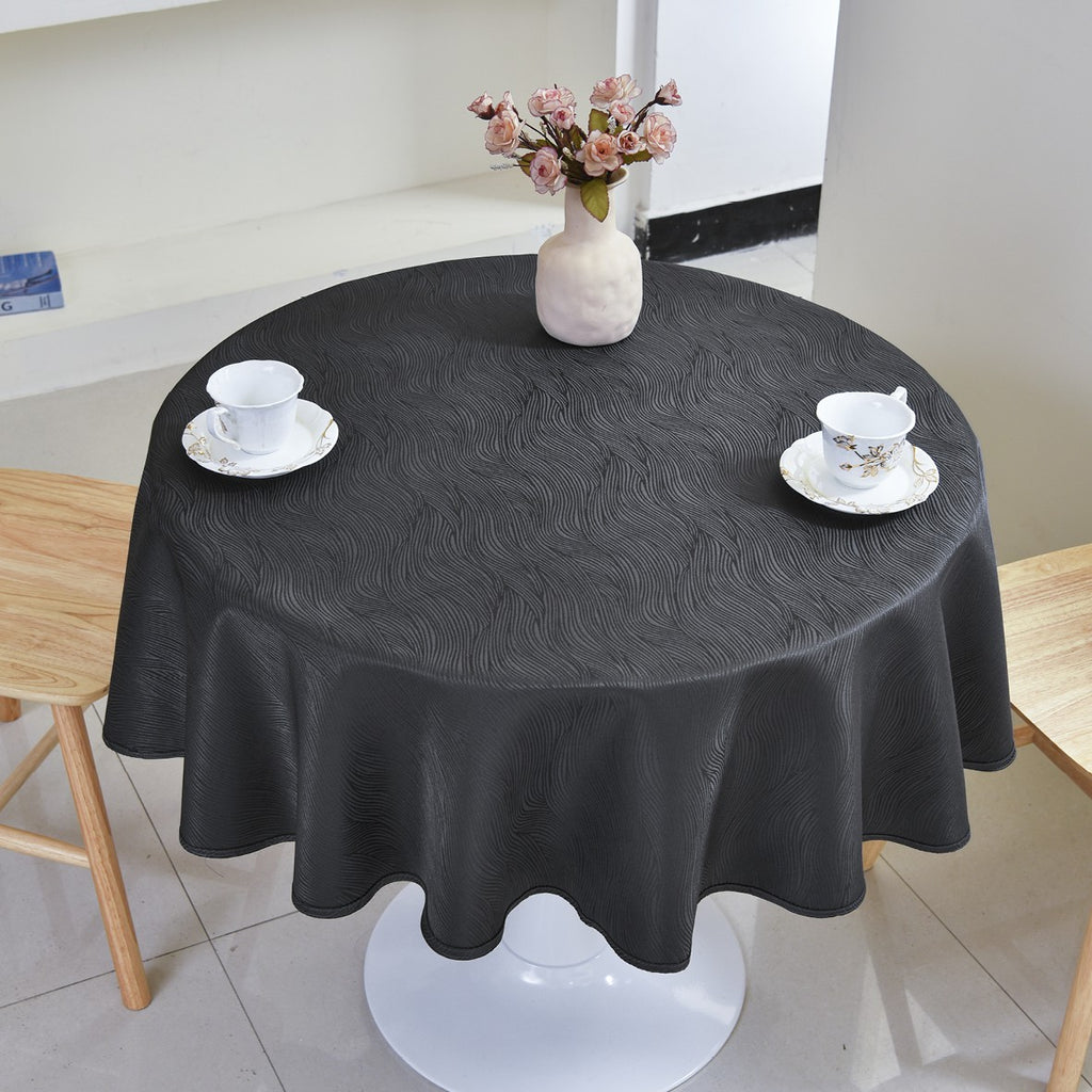 Rippling Wave Jacquard Tablecloth – Charcoal (Round)