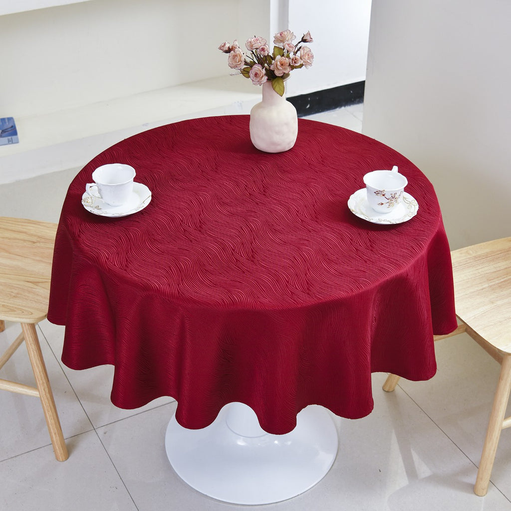 Rippling Wave Jacquard Tablecloth – Burgundy (Round)