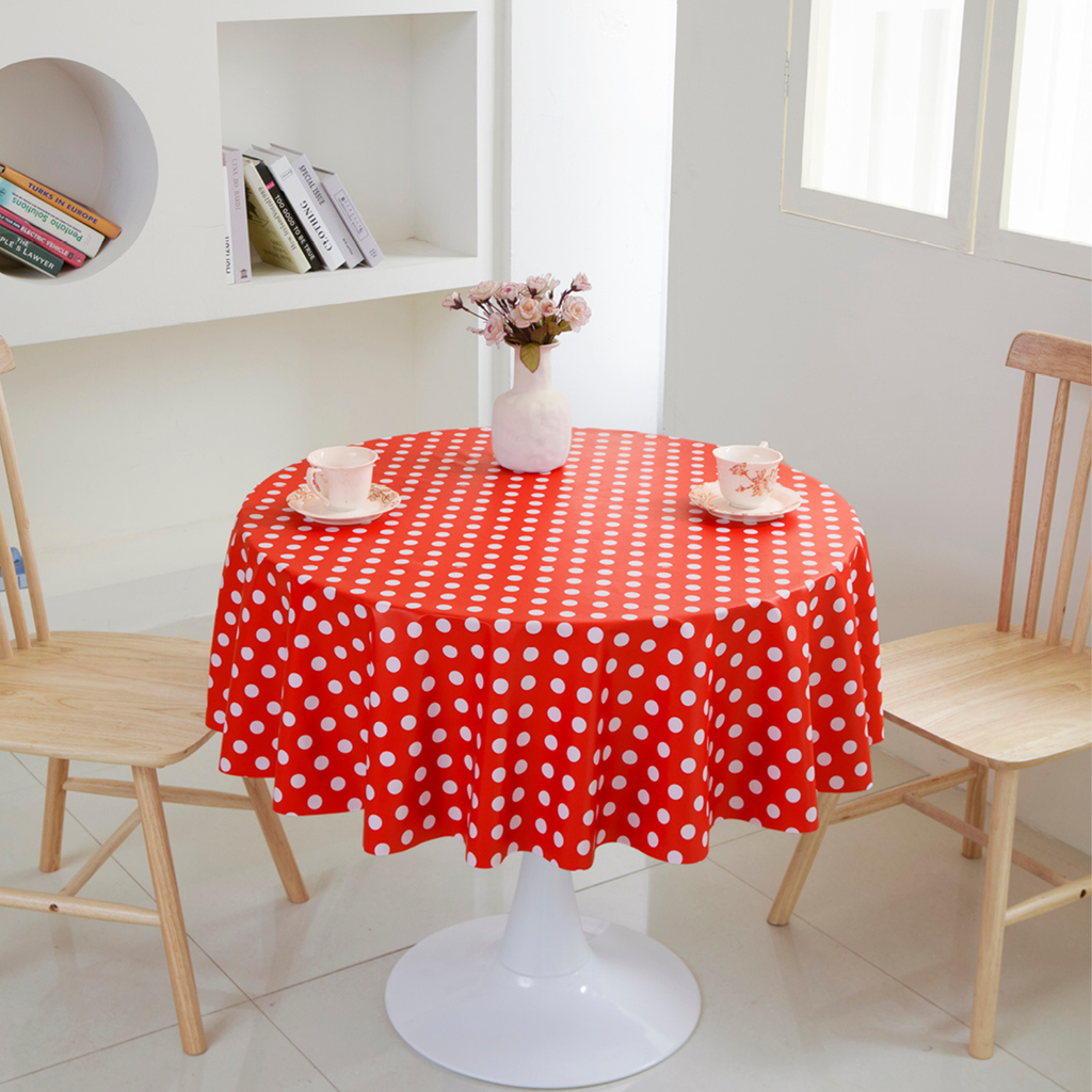 Waterproof PVC Dot Tablecloth-Round-F