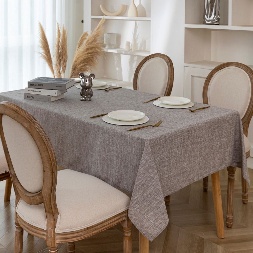 Textured Faux Linen Tablecloth