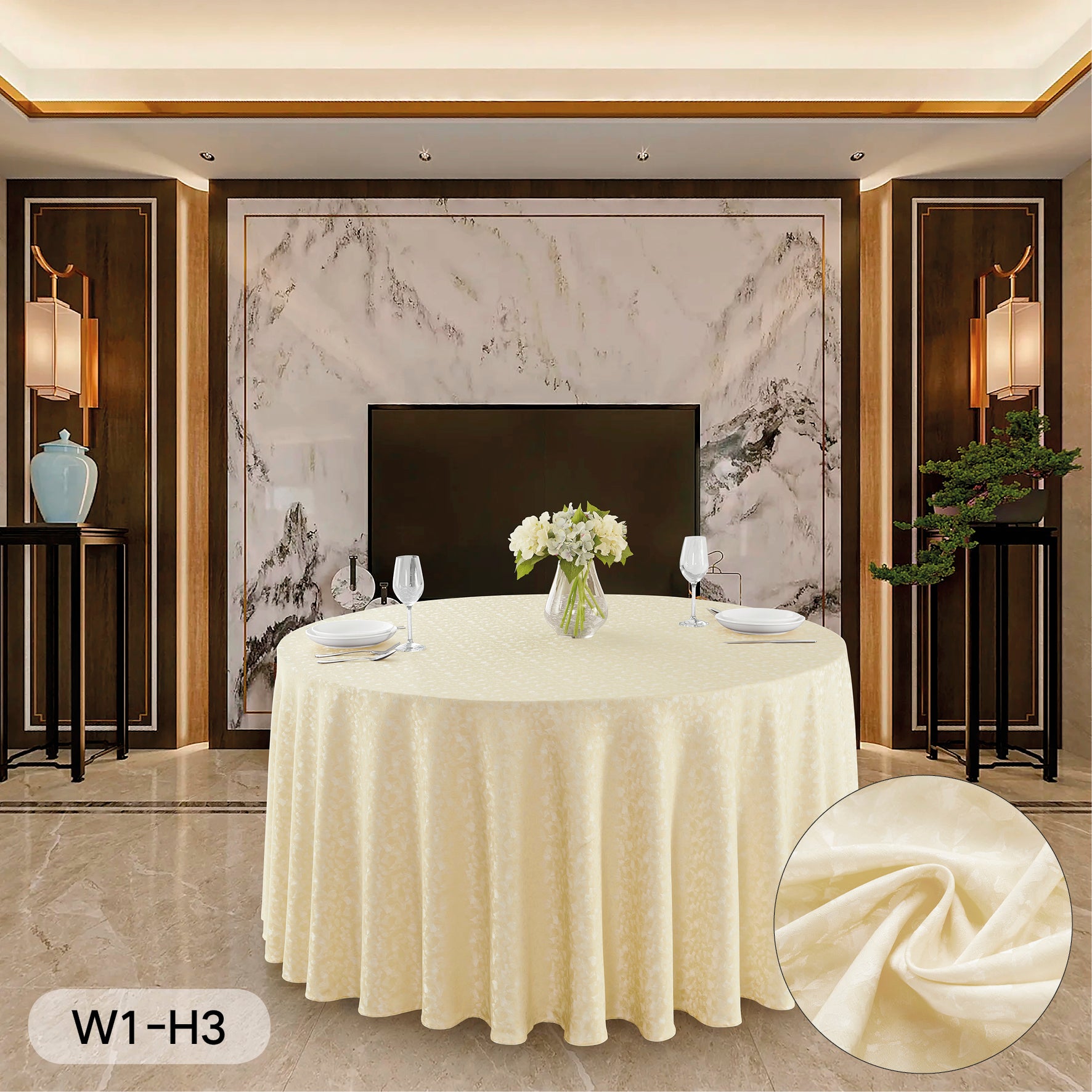 Polyester Jacquard Tablecloth-W1