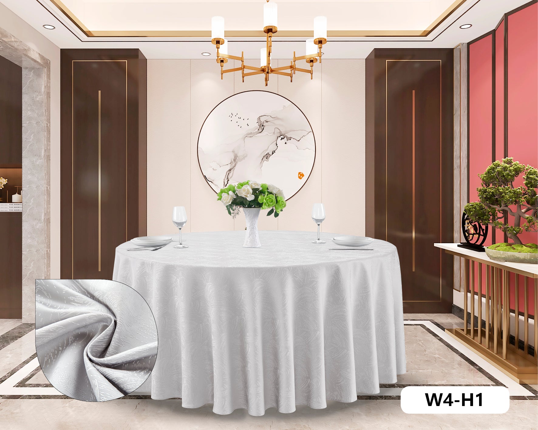 Polyester Jacquard Tablecloth-W4