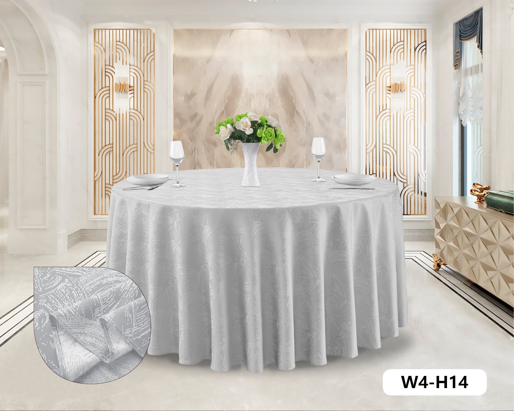 Polyester Jacquard Tablecloth-W4