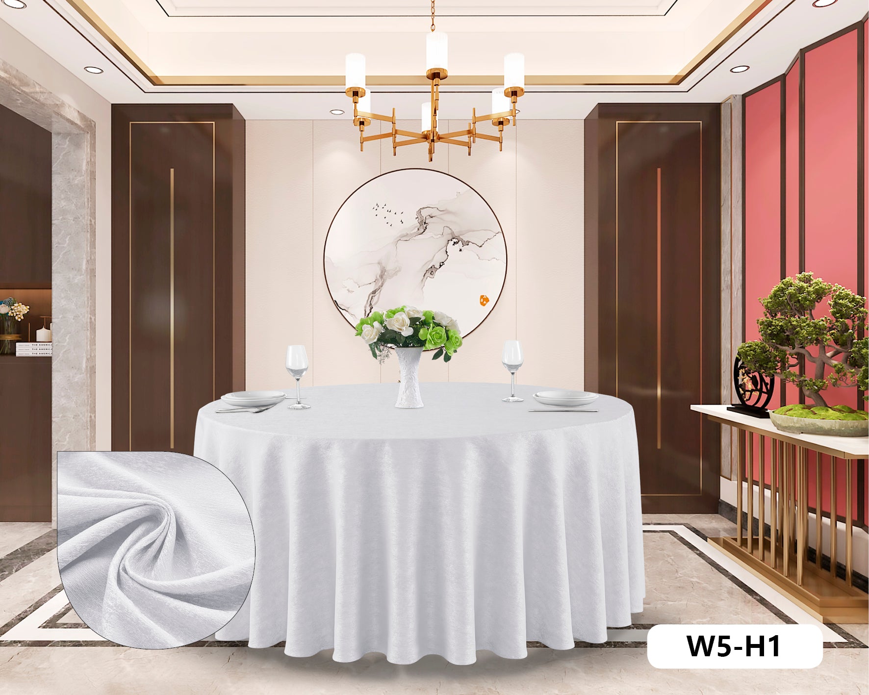Polyester Jacquard Tablecloth-W5