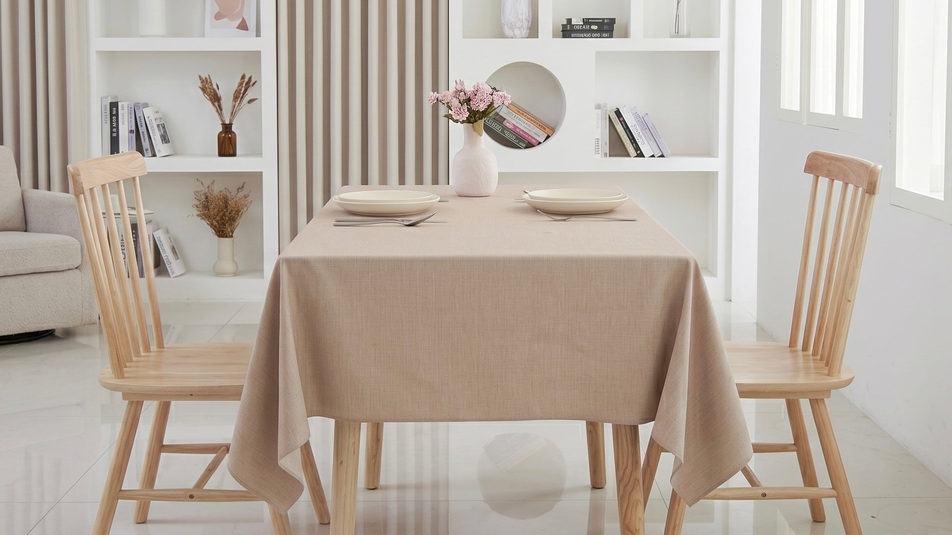 Solid Faux Linen Tablecloth